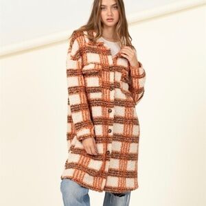 Beautiful! Fall Colors Midi Plaid Coat